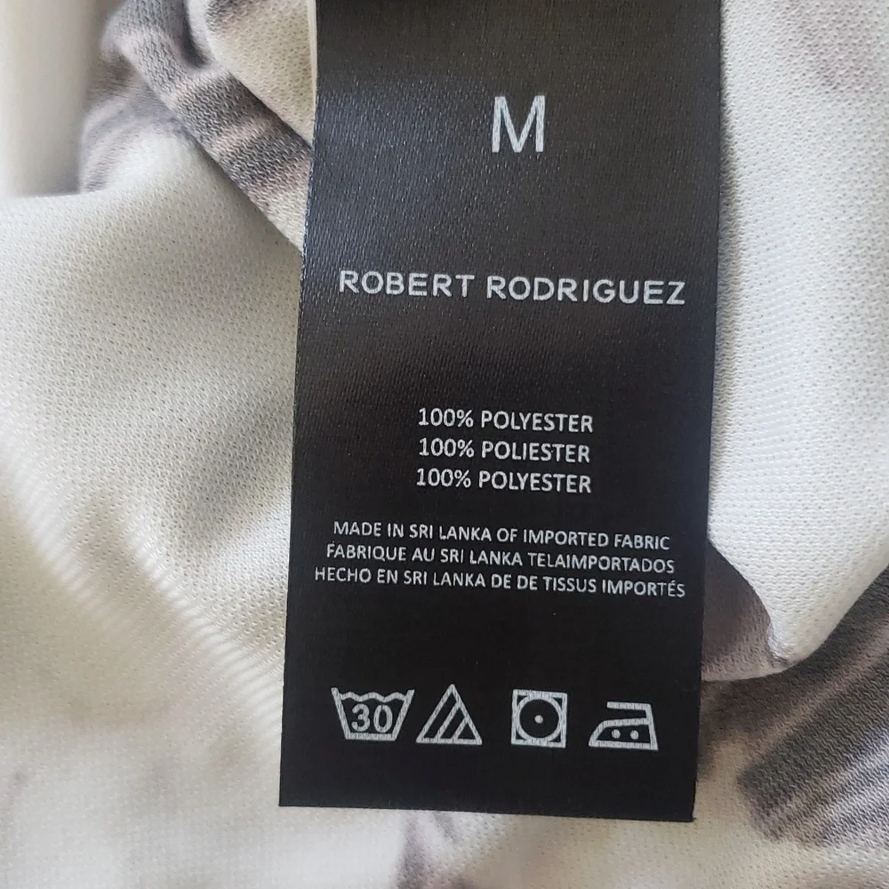 ROBERT RODRIGUEZ Abstract Watercolor Silky Blouse | Sheer Cap Sleeves | MEDIUM - Picture 15 of 15